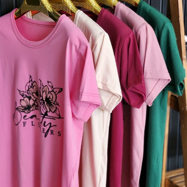 تیشرت نخ پنبه چاپ گل