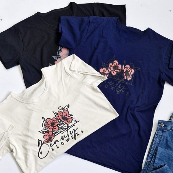 تیشرت نخ پنبه چاپ گل