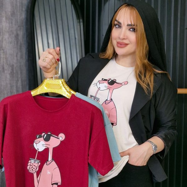 تیشرت چاپ پلنگ صورتی -مانتو پاتریس رشت