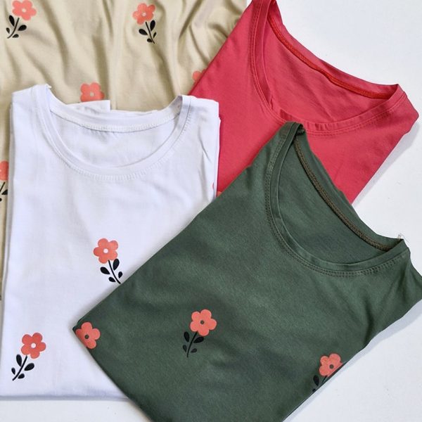 تیشرت چاپ گل بزرگ - مانتو پاتریس رشت