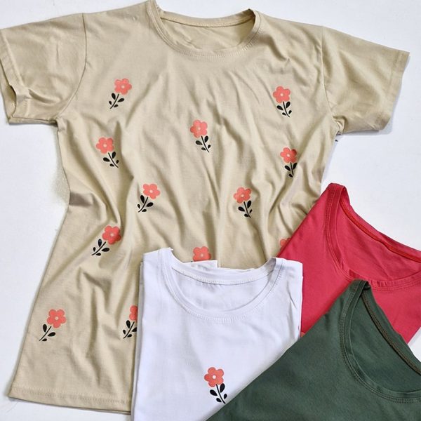 تیشرت چاپ گل بزرگ - مانتو پاتریس رشت