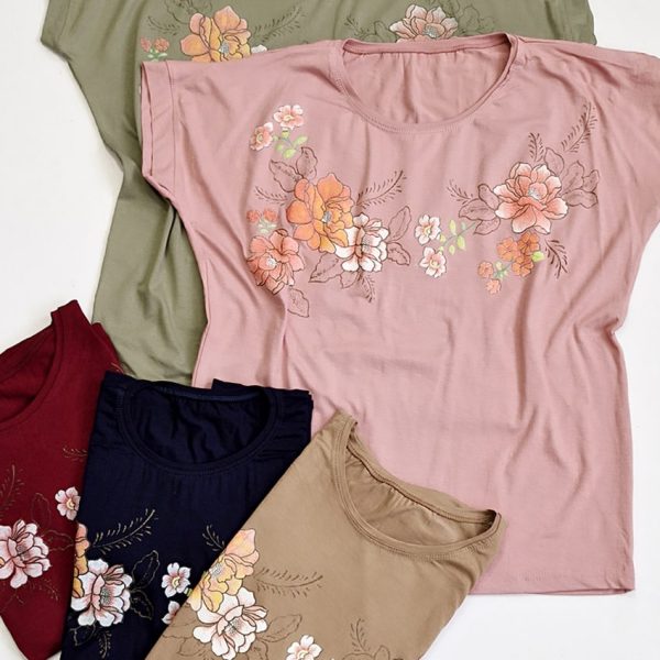 تیشرت چاپ گل و شکوفه - مانتو پاتریس رشت