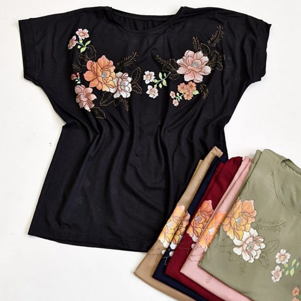 تیشرت چاپ گل و شکوفه - مانتو پاتریس رشت