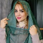 شال توری طرحدار سبز