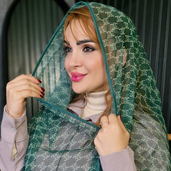 شال توری طرحدار سبز