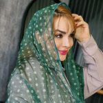 شال توری طرحدار سبز