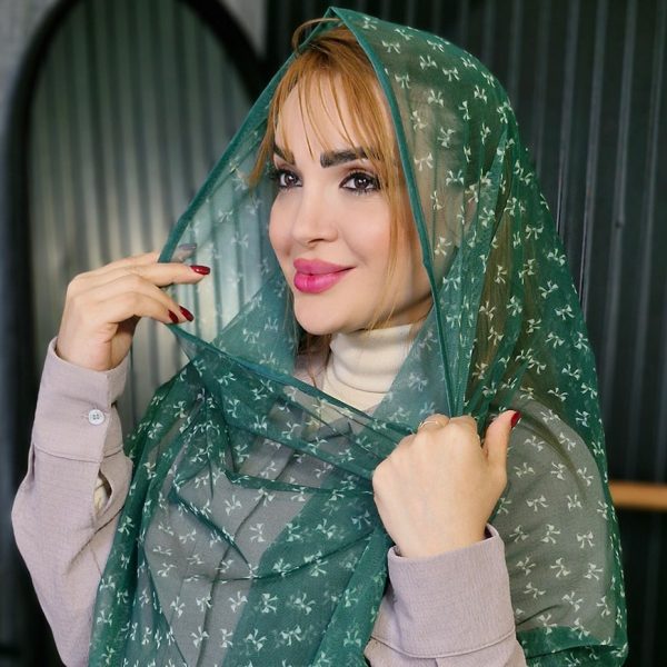 شال توری طرحدار سبز
