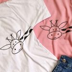 تیشرت کراپ چاپ زرافه نخ پنبه