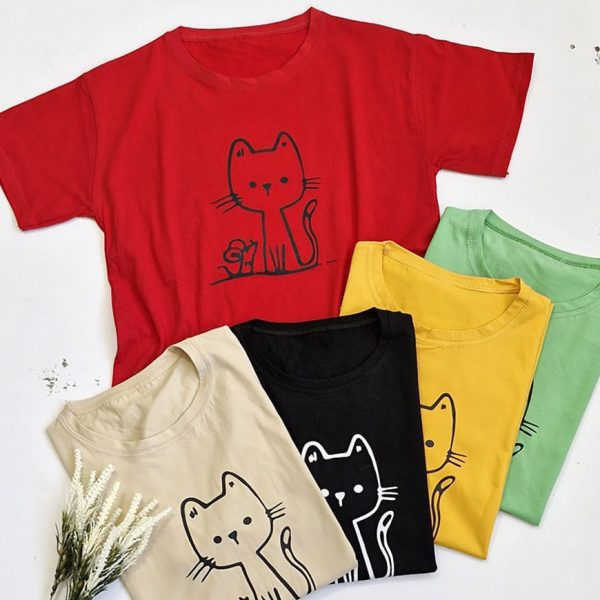 تیشرت چاپ گربه خطی - مانتو پاتریس رشت