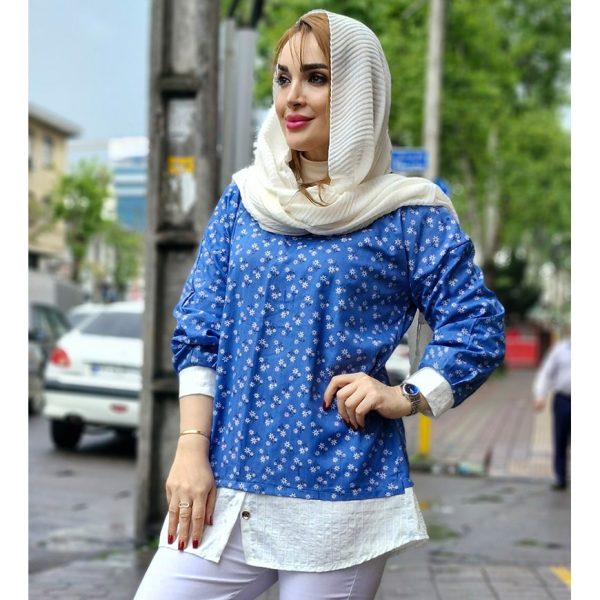 شومیز یقه سفید گلدار