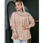 مانتو جلوبسته چین دار گل گلی