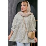 مانتو جلوبسته چین دار گل گلی