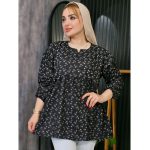 مانتو جلوبسته چین دار گل گلی