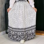 دامن نخی سفید بلند