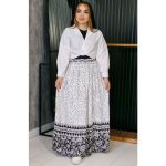 دامن نخی سفید بلند - مانتو پاتریس رشت