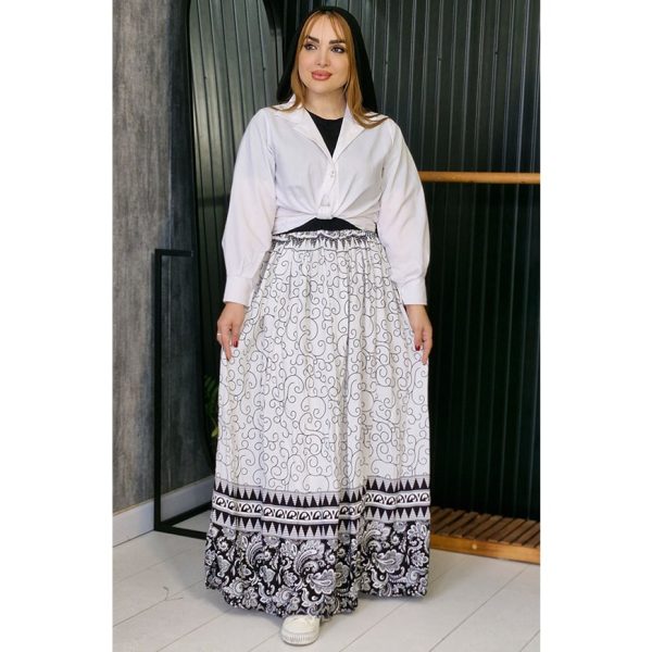 دامن نخی سفید بلند - مانتو پاتریس رشت