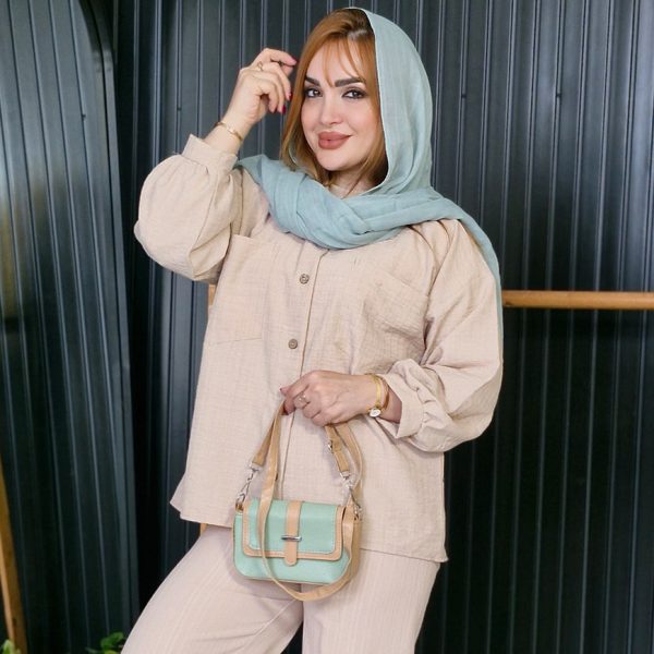 شومیز آستین پفی دو جیب