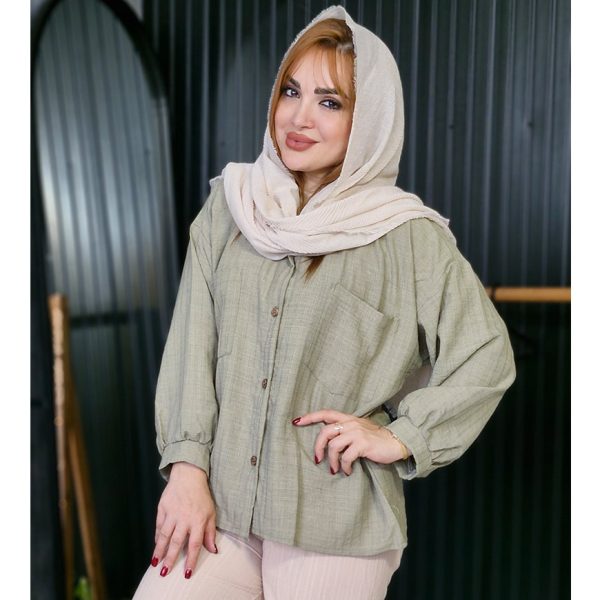 شومیز آستین پفی دو جیب