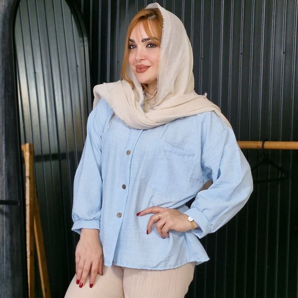 456002-3-min شومیز آستین پفی دو جیب