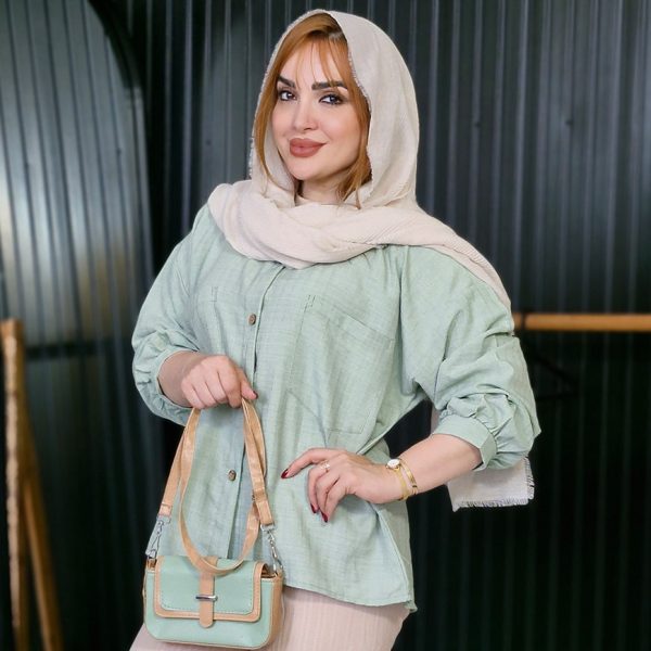 شومیز آستین پفی دو جیب