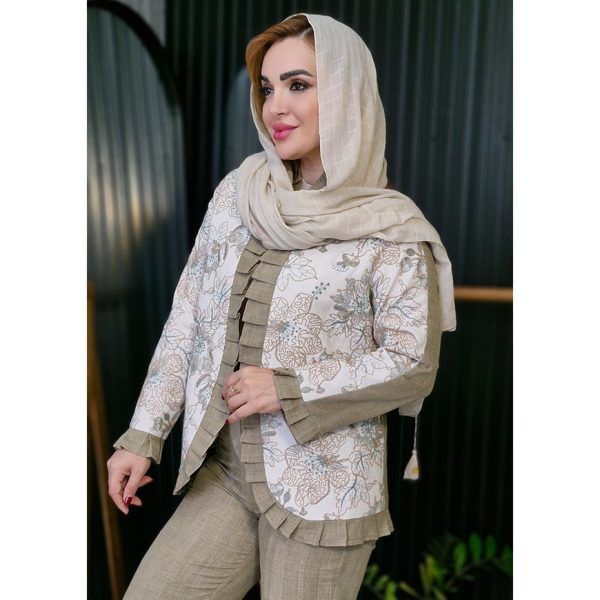 ست کت شلوار قلاب بافی چین دار