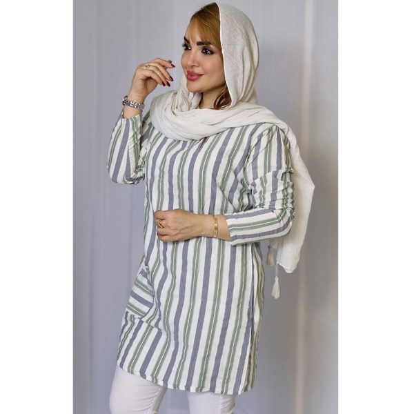 تونیک لینن راه راه تک جیب