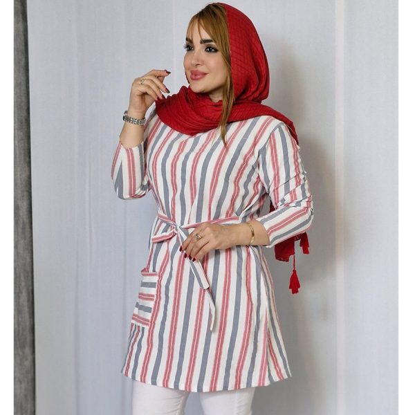 تونیک لینن راه راه تک جیب