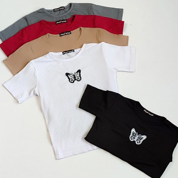 تیشرت فانریپ گلدوزی پروانه