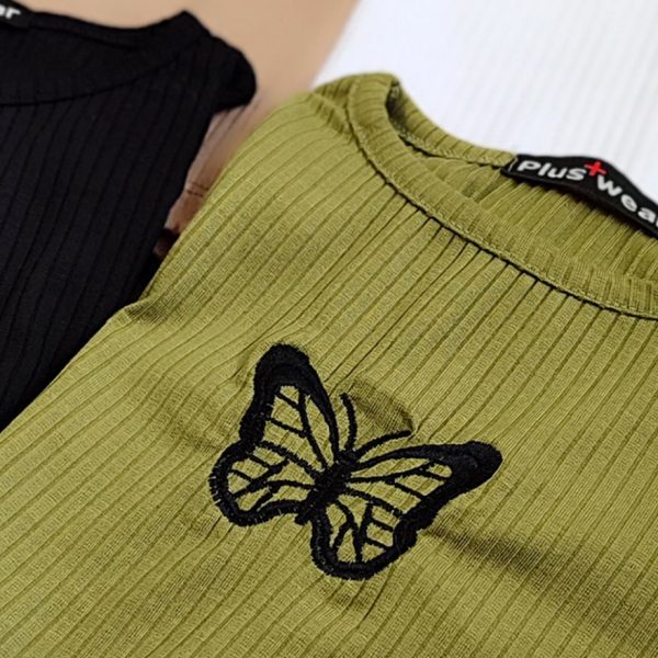 تیشرت فانریپ گلدوزی پروانه