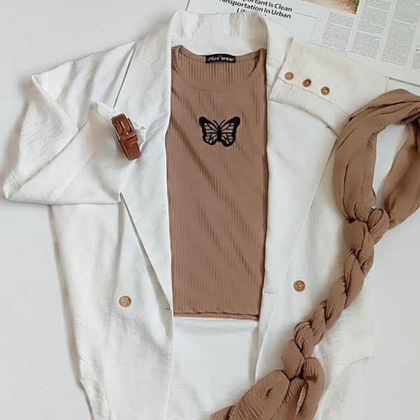 تیشرت فانریپ گلدوزی پروانه - مانتو پاتریس رشت