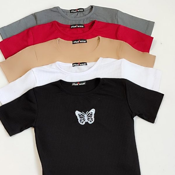 تیشرت فانریپ گلدوزی پروانه