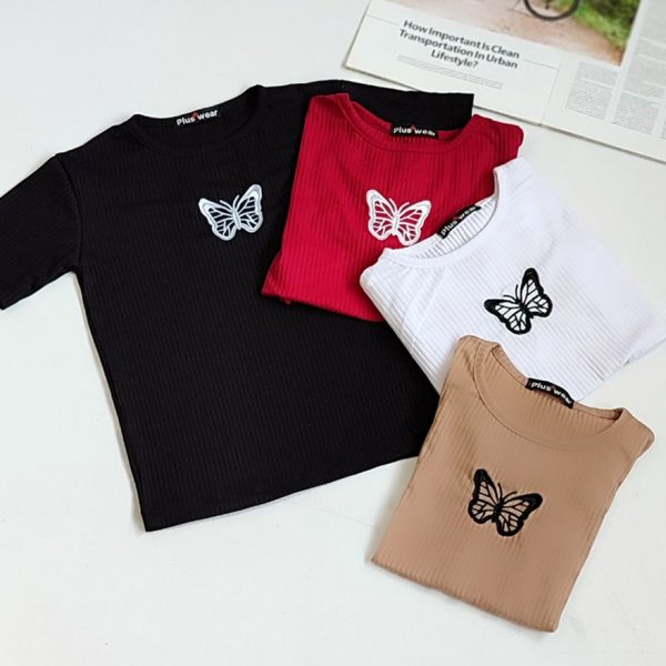 تیشرت فانریپ گلدوزی پروانه