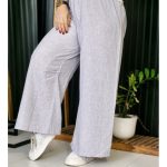 شلوار بگ لینن کمر کش