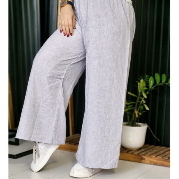 شلوار بگ لینن کمر کش