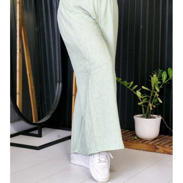 شلوار بگ لینن کمر کش