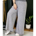 شلوار بگ لینن کمر کش