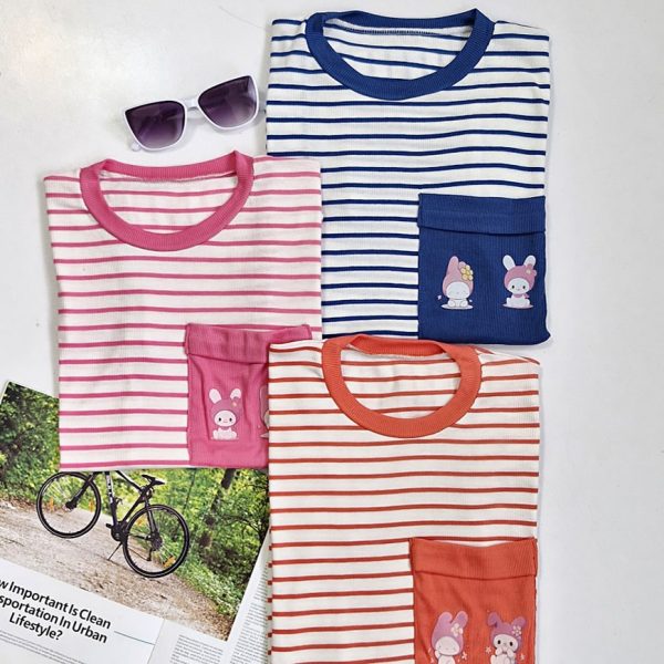 تیشرت راه راه جیب خرگوش فانریپ