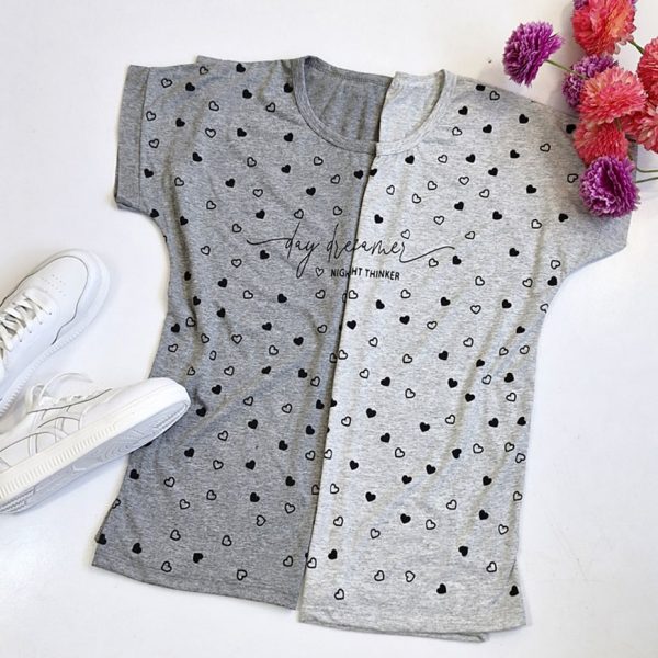 تیشرت ملانژ چاپ قلب