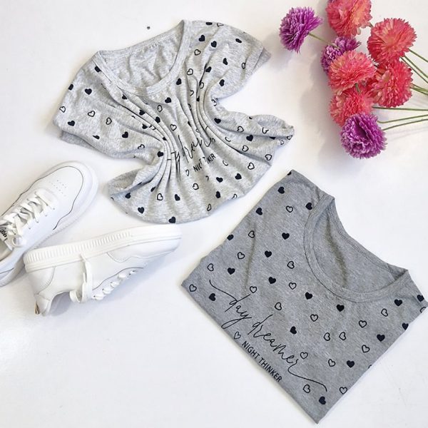 تیشرت ملانژ چاپ قلب