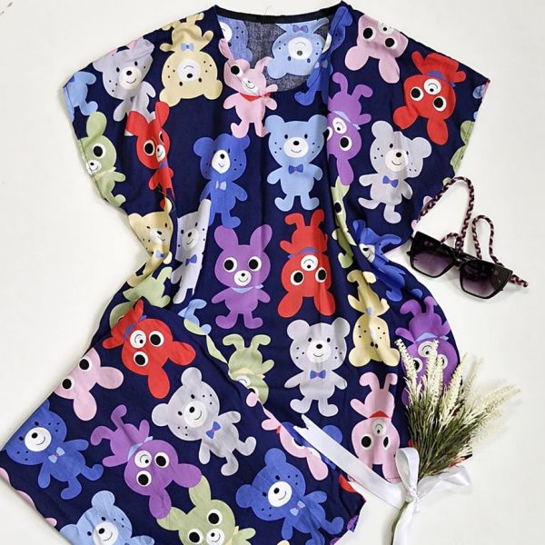 ست تیشرت شلوارک نخی طرحدار