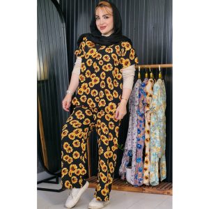 ست بلوز شلوار نخی گلدار