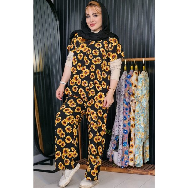 ست بلوز شلوار نخی گلدار