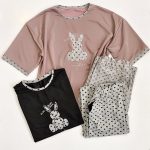 ست تیشرت شلوار نخ پنبه خرگوش توپی