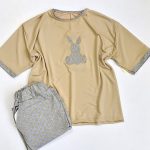 ست تیشرت شلوار نخ پنبه خرگوش توپی