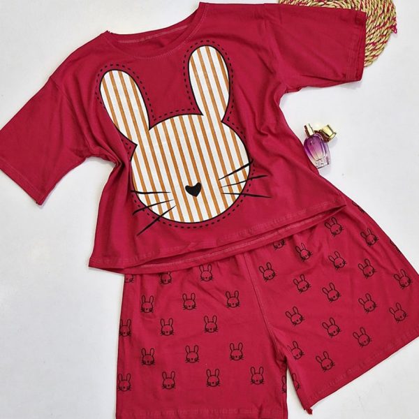 ست تیشرت شورتک خرگوش راه راه نخ پنبه - مانتو پاتریس رشت