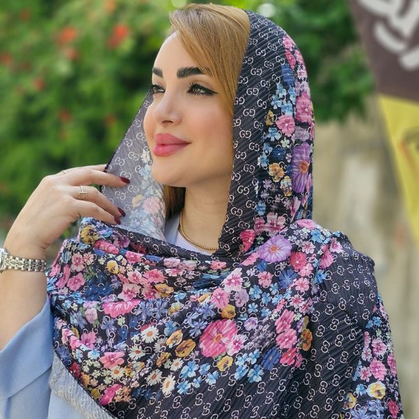 شال پلیسه گل رنگی