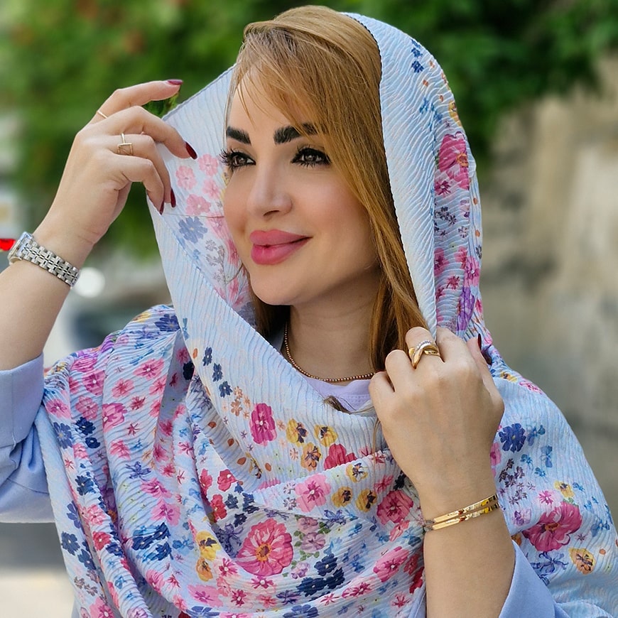 شال پلیسه گل رنگی - مانتو پاتریس رشت