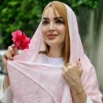 شال پلیسه سفید صورتی - مانتو پاتریس رشت