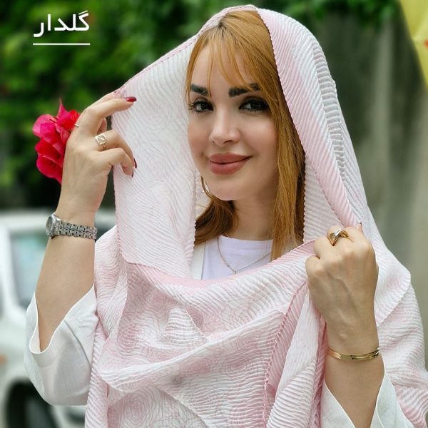 شال پلیسه سفید صورتی - مانتو پاتریس رشت