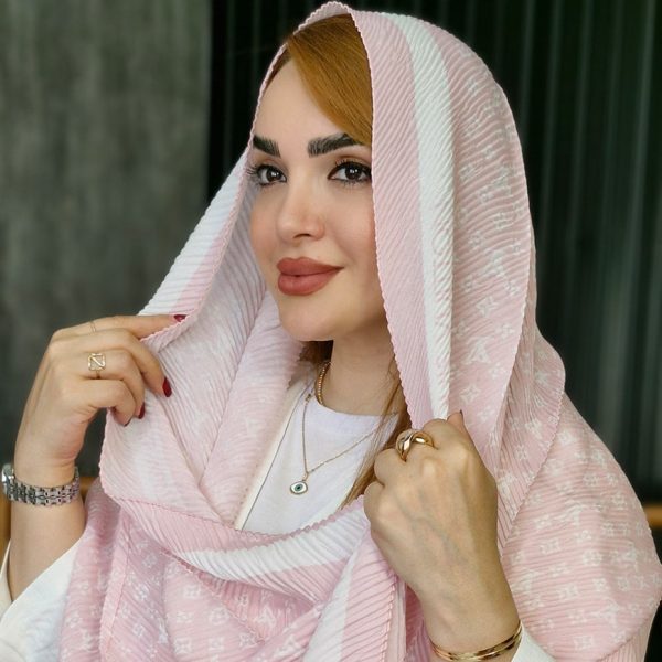 شال پلیسه سفید صورتی - مانتو پاتریس رشت